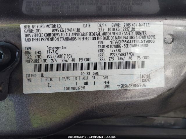 1FADP5AU1EL519808 Ford C-max Hybrid Se