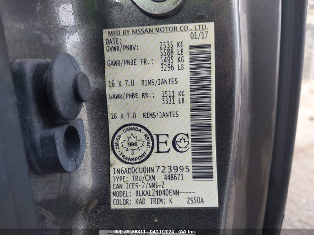 Nissan Frontier Sv 2017 1N6AD0CU0HN723995 Image 9