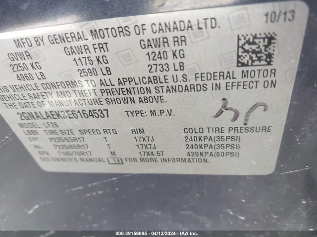 Chevrolet EQUINOX LS 2014 2GNALAEK3E6164537 Image 9