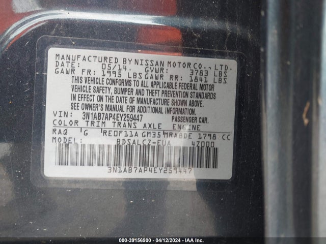 Nissan SENTRA S 2014 3N1AB7AP4EY259447 Image 9