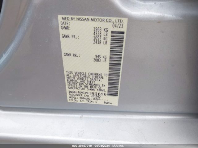 1N4BL4DV1PN385696 Nissan Altima Sv Fwd