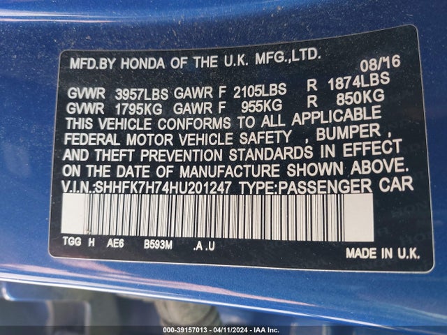 Honda Civic Ex-l 2017 SHHFK7H74HU201247 Image 9