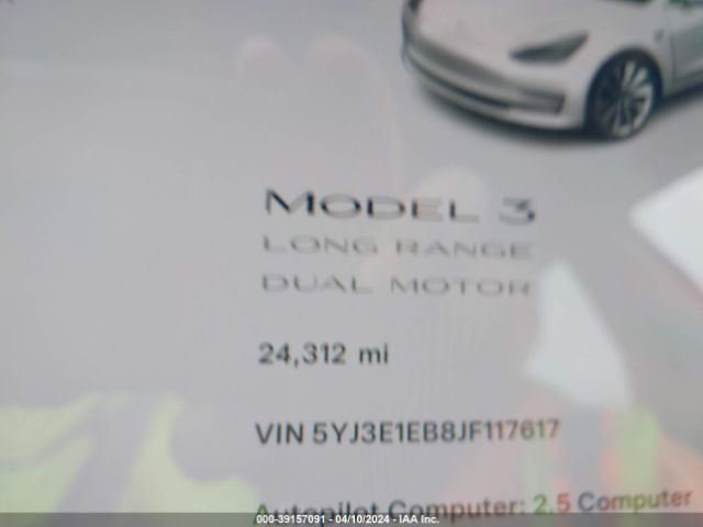 5YJ3E1EB8JF117617 Tesla Model 3 Long Range/performance
