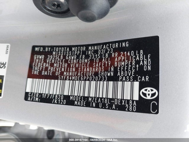 Toyota COROLLA LE 2023 5YFB4MDE6PP020733 Image 9