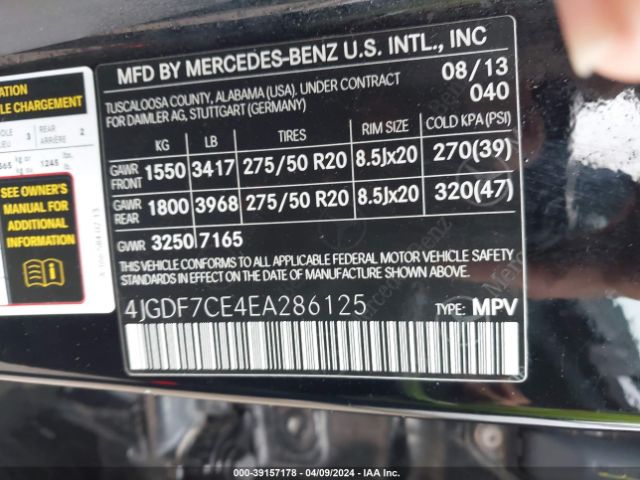 4JGDF7CE4EA286125 Mercedes-Benz Gl 450 4matic