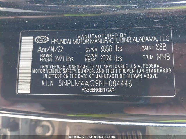 Hyundai ELANTRA SEL 2022 5NPLM4AG9NH084446 Image 9