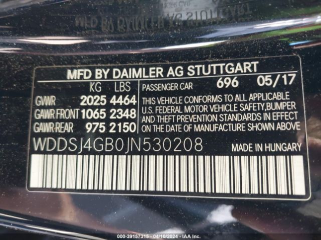 WDDSJ4GB0JN530208 Mercedes-Benz CLA 250 4MATIC