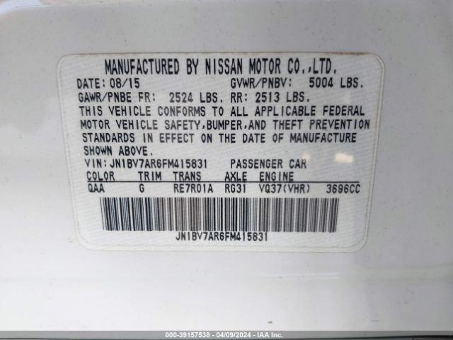 JN1BV7AR6FM415831 Infiniti Q50