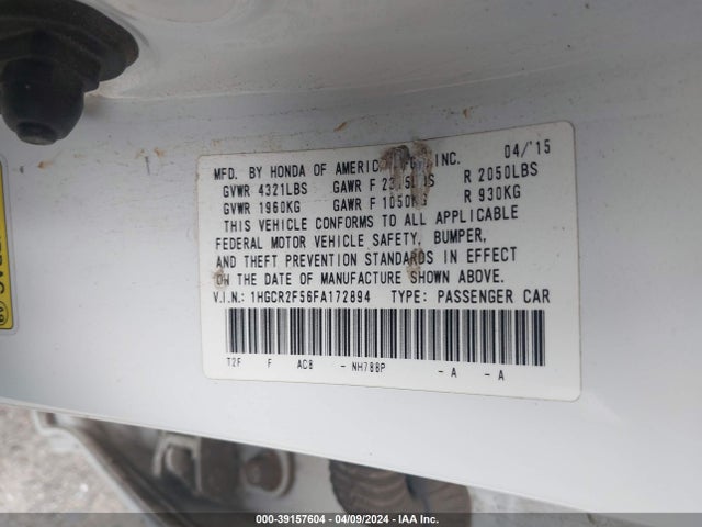 Honda Accord Sport 2015 1HGCR2F56FA172894 Image 9
