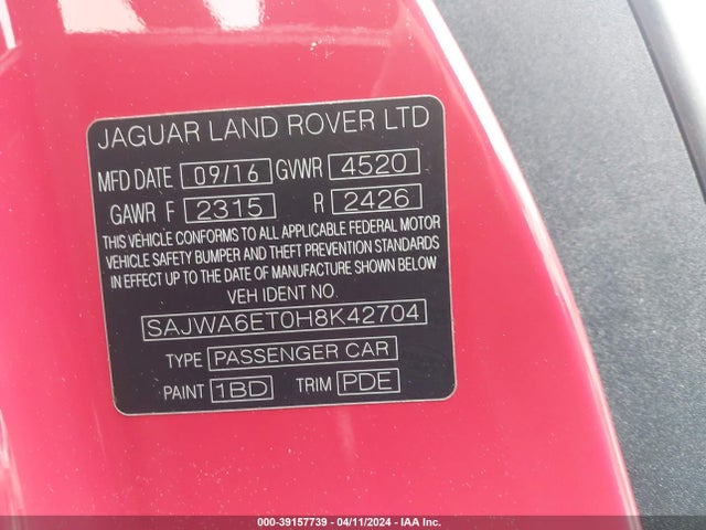 2017 JAGUAR F-TYPE SAJWA6ET0H8K42704 Photo 8