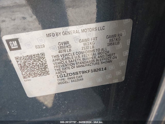 Chevrolet MALIBU LT 2019 1G1ZD5ST9KF182614 Image 9