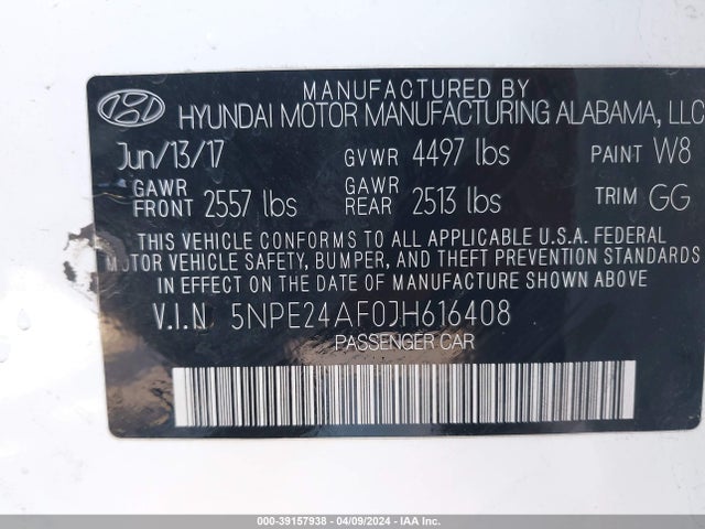 Hyundai SONATA SE 2018 5NPE24AF0JH616408 Image 9
