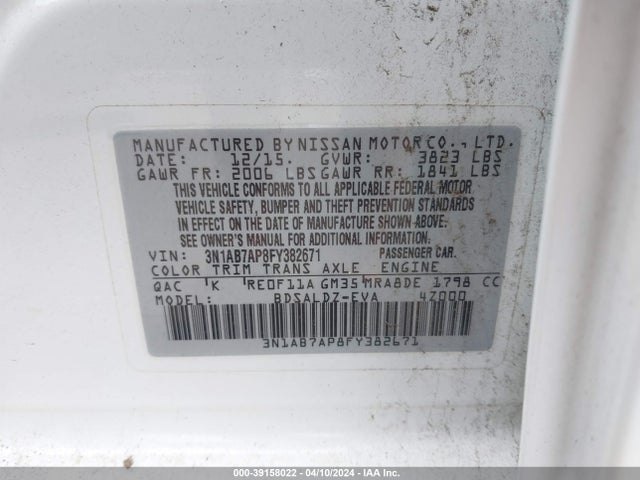 Nissan SENTRA SV 2015 3N1AB7AP8FY382671 Image 9