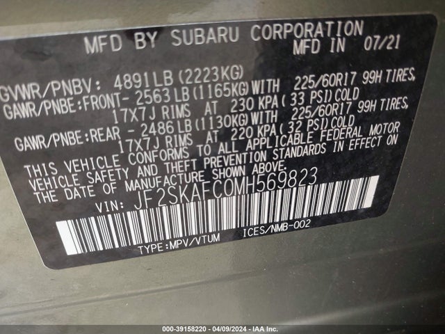 Subaru Forester Premium 2021 JF2SKAFC0MH569823 Image 9