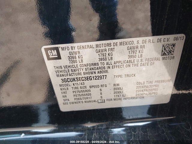Chevrolet Silverado 1500 2lz 2014 3GCUKSEC3EG122977 Image 9