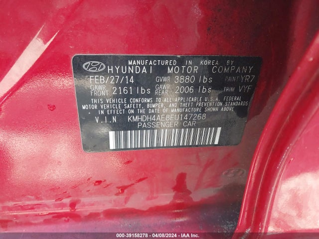 Hyundai ELANTRA SE 2014 KMHDH4AE8EU147268 Image 9