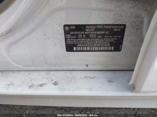 BMW 328I 2014 WBA3A5G53ENP32896 Image 9