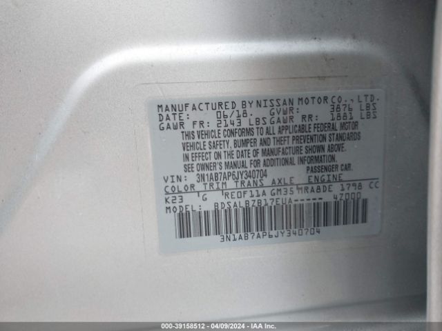 3N1AB7AP6JY340704 Nissan SENTRA S