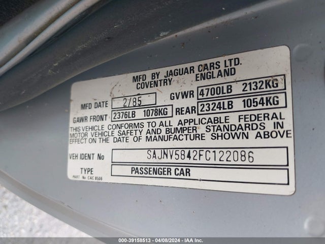 1985 JAGUAR XJS SAJNV5842FC122086 Photo 8