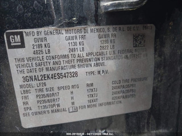Chevrolet Captiva Sport 2ls 2014 3GNAL2EK4ES547328 Image 9
