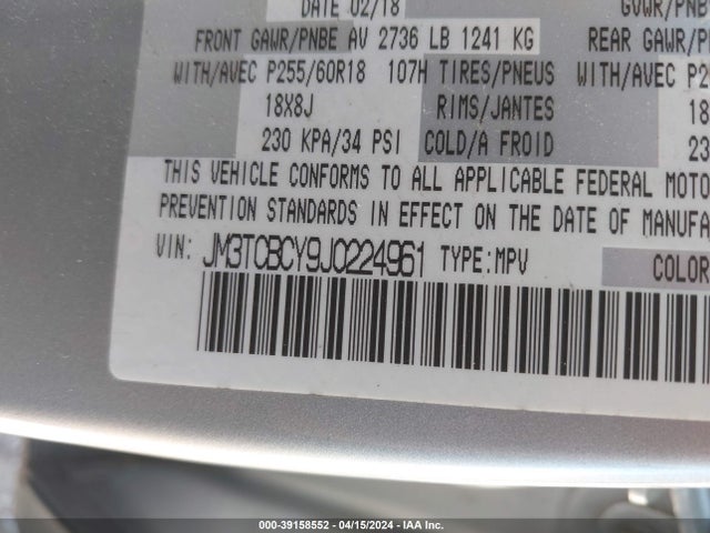 Mazda Cx-9 Touring 2018 JM3TCBCY9J0224961 Image 9