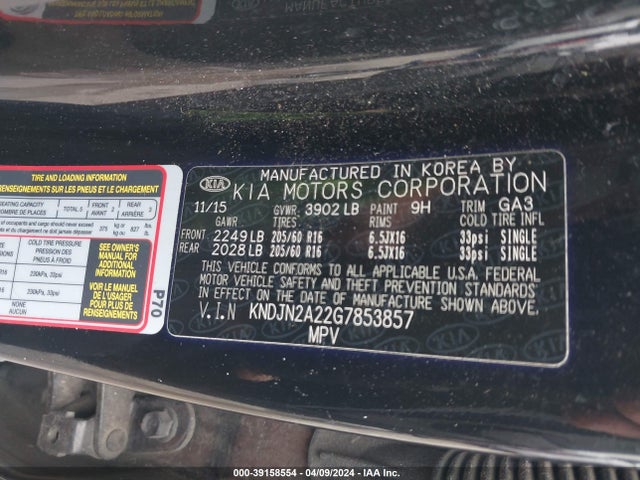 KIA Soul 2016 KNDJN2A22G7853857 Image 9