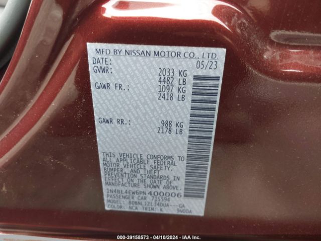 1N4BL4EW6PN400006 Nissan Altima Sl Intelligent Awd