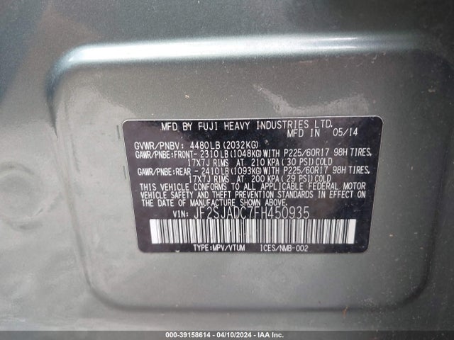 Subaru Forester 2.5i Premium 2015 JF2SJADC7FH450935 Image 9