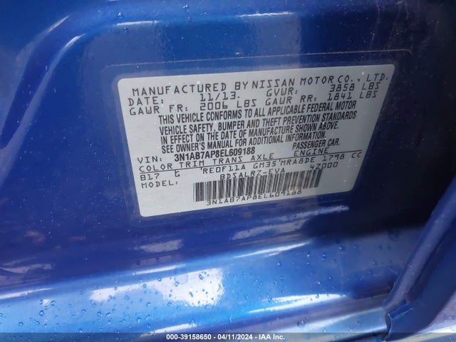 Nissan SENTRA SR 2014 3N1AB7AP8EL609188 Image 9
