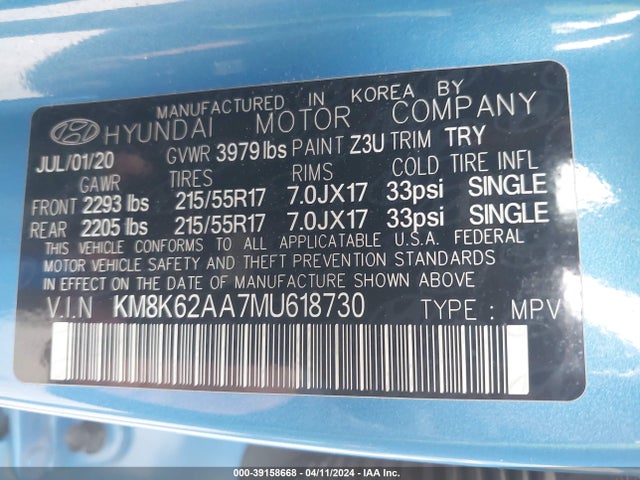 Hyundai Kona Sel Plus 2021 KM8K62AA7MU618730 Image 9