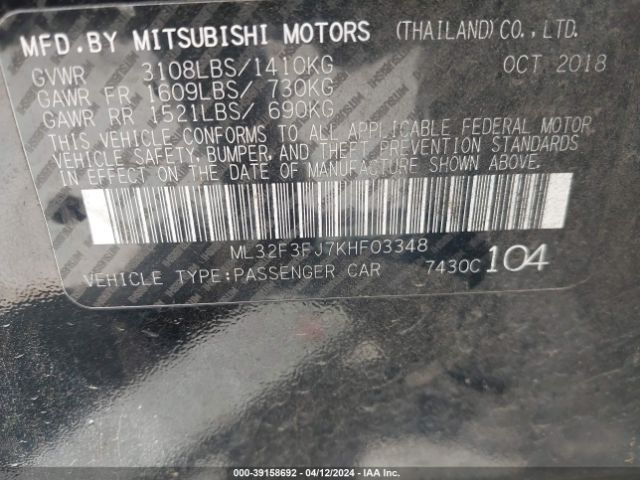 ML32F3FJ7KHF03348 Mitsubishi Mirage G4 Es