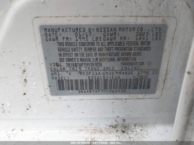Nissan SENTRA S 2017 3N1AB7AP7HY261438 Image 9