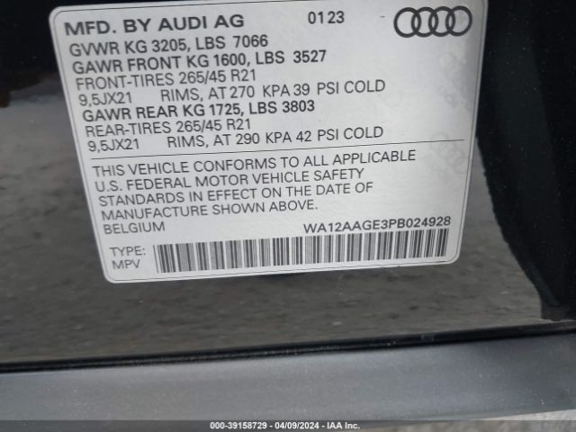 2023 AUDI E-TRON SPORTBACK WA12AAGE3PB024928 Photo 8