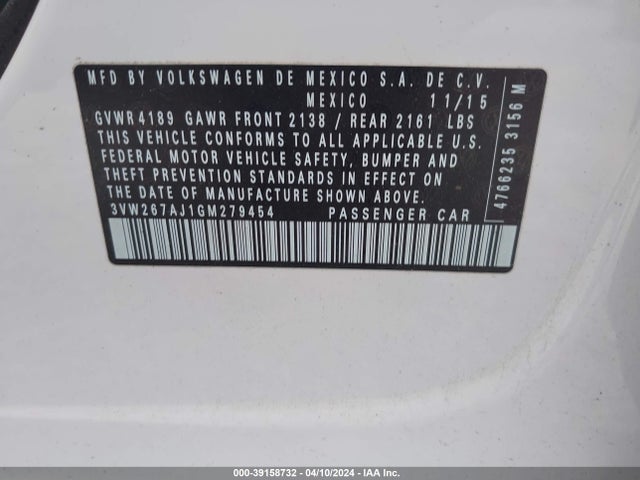 3VW267AJ1GM279454 Volkswagen Jetta 1.4t S