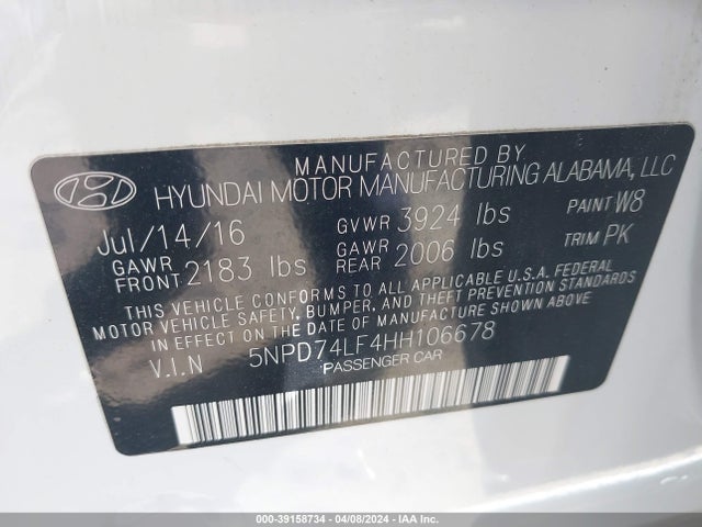 Hyundai ELANTRA SE 2017 5NPD74LF4HH106678 Image 9