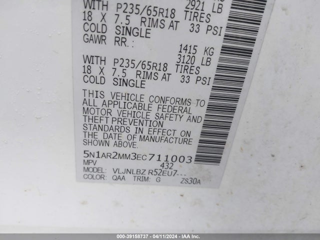 Nissan Pathfinder S 2014 5N1AR2MM3EC711003 Image 9