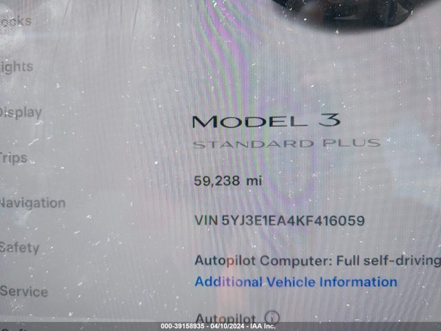 Tesla Model 3 Long Range/mid Range/standard Range/standard Range Plus 2019 5YJ3E1EA4KF416059 Image 7