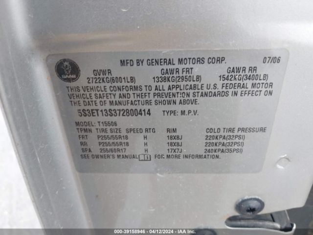 2007 SAAB 9-7X 5S3ET13S372800414 Photo 8
