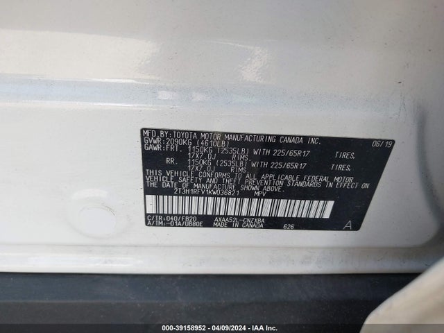 Toyota RAV4 LE 2019 2T3H1RFV1KW036821 Image 9