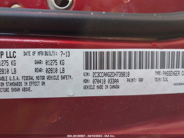 Aukcja sprzedaży 2013 Chrysler 300 Motown, vin: 2C3CCAAG2DH739818, numer aukcji: 39158987