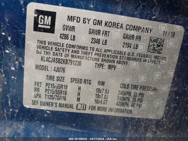 KL4CJASB2KB791230 Buick Encore Fwd Preferred