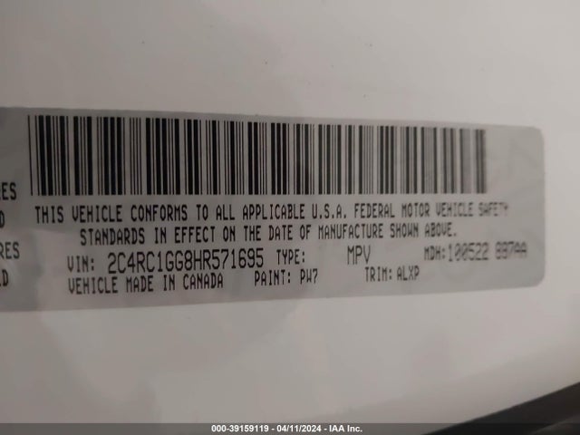 Chrysler Pacifica Limited 2017 2C4RC1GG8HR571695 Image 9