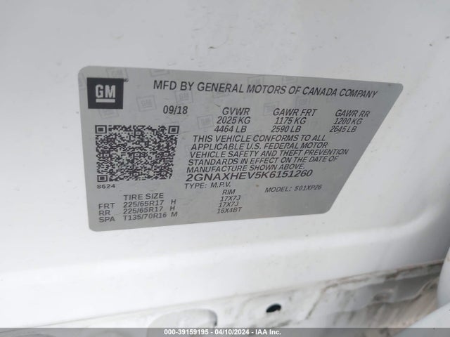 Chevrolet EQUINOX LS 2019 2GNAXHEV5K6151260 Image 9