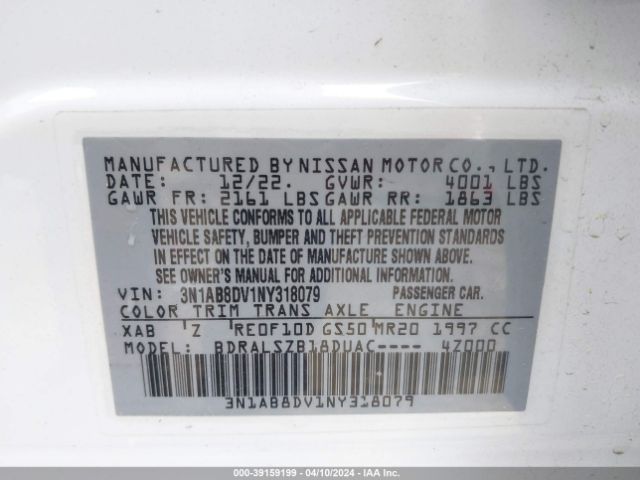 3N1AB8DV1NY318079 Nissan Sentra Sr Xtronic Cvt