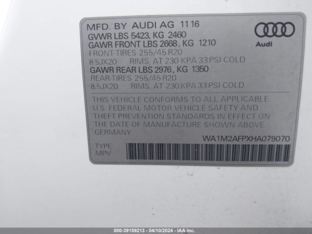 WA1M2AFPXHA079070 Audi Q5 2.0t Premium