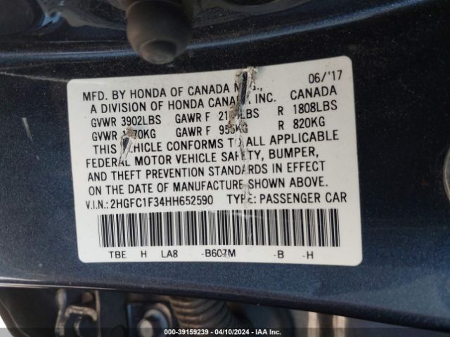2HGFC1F34HH652590 Honda Civic Ex-t