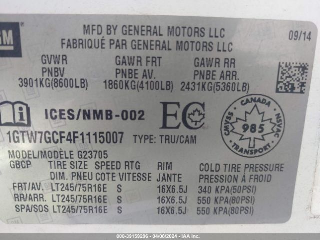 1GTW7GCF4F1115007 GMC Savana 2500 Work Van