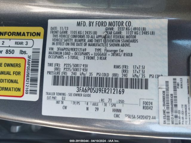 3FA6P0SU9ER212169 Ford Fusion Energi Titanium