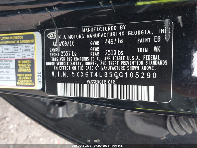KIA Optima Lx 2016 5XXGT4L35GG105290 Image 9