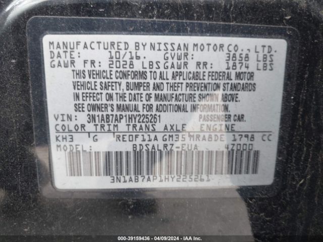 3N1AB7AP1HY225261 Nissan SENTRA SR